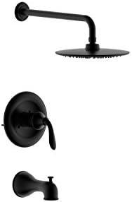 Derengge TF-8023-MT Single Handle Anti-Scald Tub &amp; Shower Faucet,with 9" Showerhead and Spout, Meets UPC, cUPC, ASSE1016 Standard, Matte Black Finished