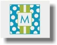 Paparte Note Cards (708 Blue and Green Stripe Initial)