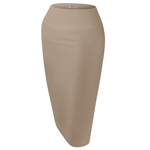 Reg and Plus Size Pencil Skirts for Women Below the Knee. Work,Weekends,Date Nights,Sexy Office Business Bodycon Skirts (Size XXX-Large, Khaki) at Amazon