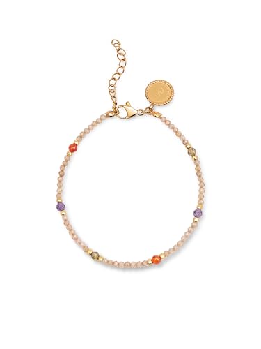 - Pulsera Glam. Acero con Acabado en Baño Oro de 18Kt. Detalles en Cristales de Colores. Largo de 19 cm. Joyas para Mujer