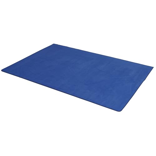 Children's Factory Navy Solid Rectangle Rug, 72"L x 108"W, Learning Carpets for…