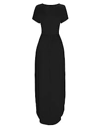 Vestido largo de manga larga para dama, liso, con bolsillos