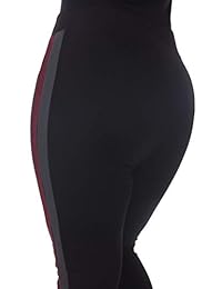 Blue Sunset Tallas grandes para dama Negro Racer Stripe Tobillo Zip Pant Ponte Leggings de cuerpo entero