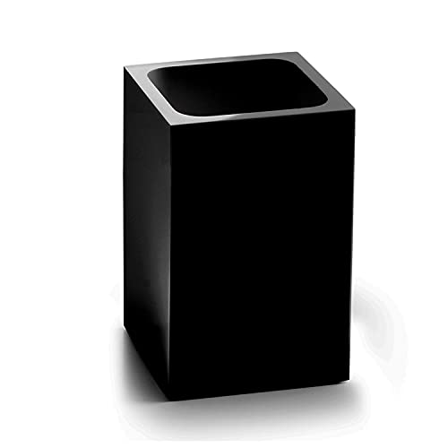 Gedy G-Bangkok Toothbrush Holder, Black, Dimensions and Weight: 11 x 7.4 x 7.4 cm & 0.45 kg, Resin and Sand Toothbrush Holder, R&D Design, 2 Year Warranty