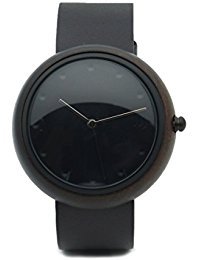 YunJan Unisex Wooden Watch Minimalist Japanese Quartz Movement Handmade Wood Wristwatch for Men or Women with 4 Colors Replaceable Leather Straps (Blackwood)
