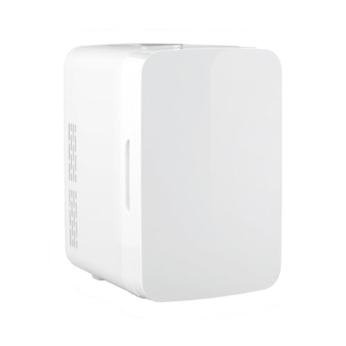 YASHE Mini Frigorifero, 10 Litri/12 Lattine Frigorifero per la Cura della Pelle per Camera da Letto, 110V AC/12V DC Termoelettrico Refrigeratore e Scaldavivande per Bevande, Ufficio, Auto, Bianco