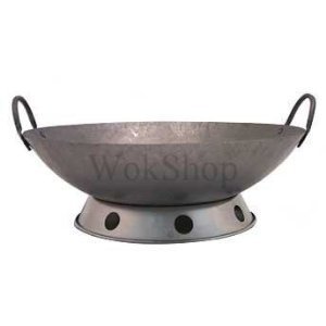 14" Carbon Steel Hand Hammered Wok with Wok Ring