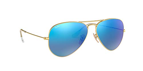 Ray Ban Rb3025 Classic Aviator Sunglasses Matte Gold Green Blue Mirror 58 Mm Pricepulse