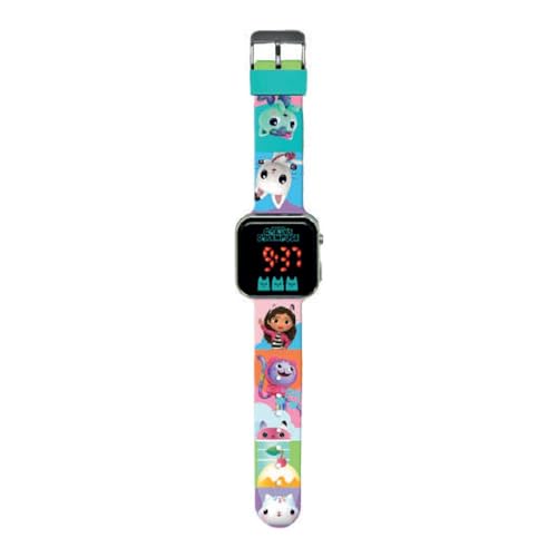 - Orologio LED GABBY´S DOLLHOUSE, orologio LED per bambini, batteria durevole, funzioni complete, cinturino regolabile, design originale, quadrato, orologio da ragazza, perfetto come