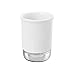 iDesign York Ceramic Tumbler Cup for Bathroom Vanity Countertops - White/Chrome
