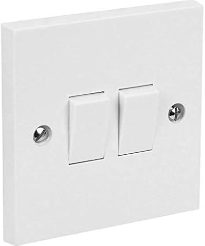 Invero 2 Gang 2 Way Electric Wall Light Switch White Rocker 10 Amp