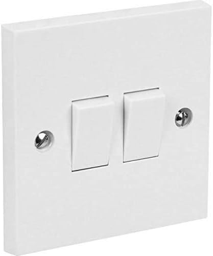 Invero 2 Gang 2 Way Electric Wall Light Switch White Rocker 10 Amp