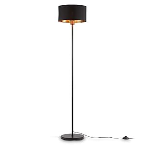 B.K.Licht I Vloerlamp I retro lamp voor woonkamer I zwart goud stof I industrieel staande lamp I stoffen lamp voor…