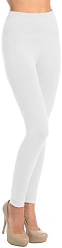 Solid High Waisted Fleece Leggings for Fall/Winter (White)