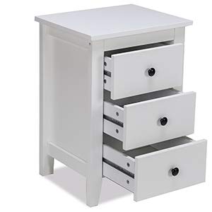 Nightstand Side End Tables, WATERJOY Modern Accent Table Drawer Cabinet for Bedroom Living Room (3 Drawers, White) (2)