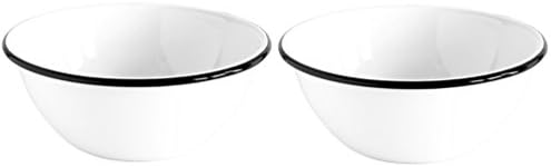 Crow Canyon Enamelware Serving Bowl White with Black Rim 8.5 Inches in Diameter By 3.2 Inches Tall