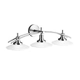 Kichler Lighting 6463NI Structures Wall-Mount 3-Light Halogen Bath Light with Glass Shades, Brushed Nickel