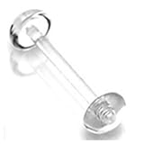 14g Clear Bioflex Tongue Ring Retainer Body Jewelry Piercing with No-ceum Half Ball 14 Gauge 5/8