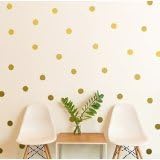 Gold Wall Decal Dots (200 Decals)-Easy Peel &amp; Stick Safe on Walls Paint-Removable Matte Vinyl Polka Dot Decor-Round Circle Art Glitter Sayings Sticker Large Paper Sheet Set for Nursery Room