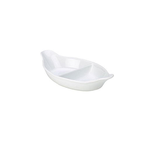 Genware NEV-BD132-W Royal Divided Vegetable Dish, 32 cm, White (Pack of 4), 32 centimeters