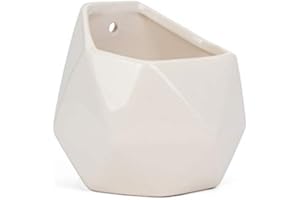 Milltown Merchants Succulent Wall Planter - Black Ceramic Wall Mounted Vase for Living Wall (Geometric/White)