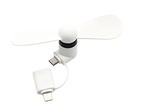 Portable Mini Fan Colorful and Powerful 2-in-1 Fans for Phone/Smartphone/Tablet - Black/Pink/Blue/Green/White/Orange - Summer 2019 Phone Accessories Compatible with iPhone/iPad/Android (White)