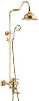Hlluya Professional Sink Mixer Tap Kitchen Faucet Take 8-fold Shower Kit Gold Bath Shower Faucet Antique Blue-Tiled, Golden Knight