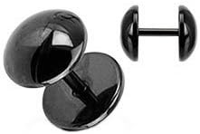8mm Effect Black Faux Fake Ear Plug Tunnel