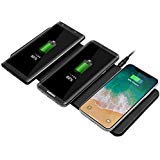 Qi Triple Wireless Charger Station,JE 3 Devices Multi Wireless Charger Pad,Desktop Charging Station for iPhone X, iPhone 8/8Plus, Samsung Galaxy S8+ S7/S7 Edge Note 8/5, Nexus 5/6/7& All QI-Enabled