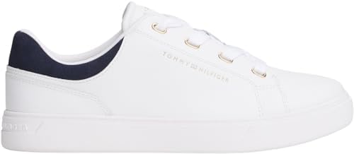 Damen Cupsole Sneaker Casual aus Leder, Weiß (White/Space Blue), 35