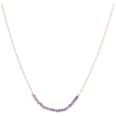 Gempires Purple Amethyst Beaded Necklace February Birthstone Jewelry for Women, 14k Gold Plated Chain (16 + 2-inch Adjustable Length)