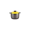 Kitchen-Stoneware-Cooking-Pot-Tureen-Soup-Casserole-Dish-with-Lid-Chinese-SoupClayEarthen-Pot-with-Double-Handle-and-Yellow-Lid-Ceramic-Cookware-Round-Black-25-Liter Kitchen Stoneware Cooking Pot Tureen Soup Casserole Dish with Lid, Chinese Soup/Clay/Earthen Pot with Double Handle and…