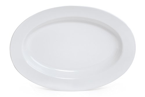 g.e.t. enterprises white 18" x 13.5" oval platter, break resistant dishwasher safe melamine plastic, milano collection op-618-w (pack of 1)
