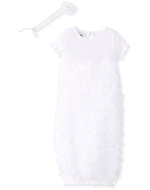 Baby-Girls Newborn White Chiffon Sleep Gown