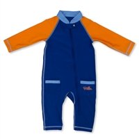 UV SKINZ UPF50+ Baby Boy Sun & Swim Suit-Navy Blue/Orange-3/6m