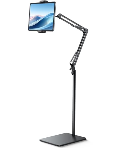 Lamicall Soporte de Piso para Tablets - [Ajustable 55" de Altura][Brazo Flexible] Base para iPad Multiangulo, con Base Ponderada de 5 LB, para 4.7-13" Devices, iPad Pro Air Mini, Kindle, E-Readers