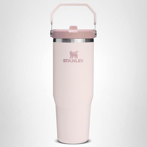 STANLEY ICEFLOW 2.0 FLIP STRAW TUMBLER WITH HANDLE 20 OZ | TWIST ON LID AND FLIP UP STRAW | LEAK RESISTANT WATER BOTTLE | INSULATED STAINLESS STEEL | BPA-FREE | ROSE QUARTZ