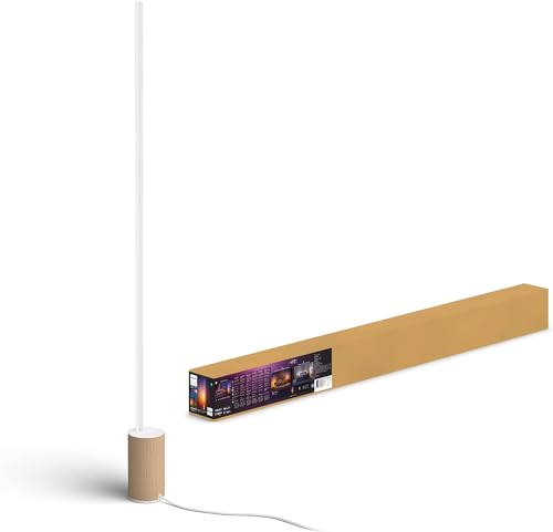 Philips Hue Gradient Signe White & Colour Ambiance [Oak Finish] Smart Table Light LED with Bluetooth. for Bedroom, Livingroom. Works with Alexa, Google Assistant and Apple HomeKit.