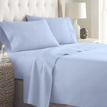 Extra Deep Pocket Sheets 4 Piece Sheet Set 600 Thread Count Bed Sheets Set -100% Cotton -Super Deep Bed Sheets fits 18" to 24" Mattress Hotel Ultra Deep Bed Sheets 4 PCs (Full-XL,Light Blue Solid) at Amazon