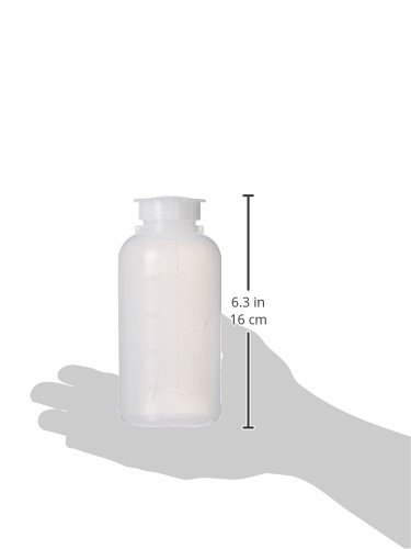 Globe Scientific 600411-12 LDPE Wide Mouth Extra Flexible Round Bottle with Polypropylene Screwcap, Graduated, 500mL Capacity (Pack of 12) - Thumbnail 2