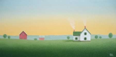 White Farm House Red Barn By France Sharon Fine Art Print On