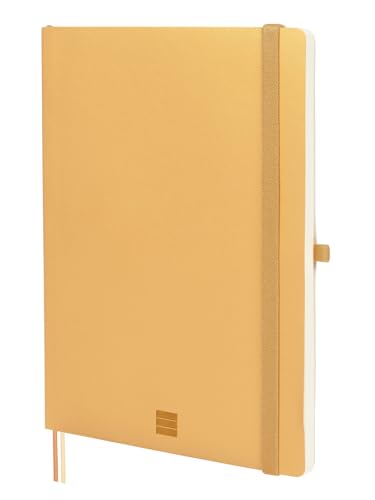 FINOCAM – Nexo Notebook Soft Cover Plain Camel | Large Notebook with Micro-Perforated Pages | Pocket and Pen Holder | 72 Pages, Ideal for Writing and Drawing