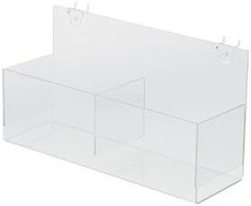 Double Display Bins in Acrylic 14 L x 4½ W x 4 ½ D Inch for Pegboard- Lot of 4