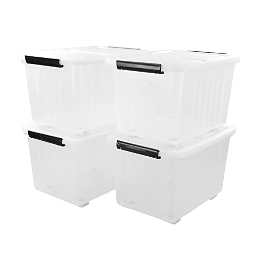 Xyskin 4Pack 70 L Large Clear Storage Latch Box/Bin, Plastic