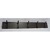 Decorative MDF Wood and 5 Double Metal Hook Wall Rack Coat Hanger Bathroom Towel Hanger (Light Brown) (Dark Brown)