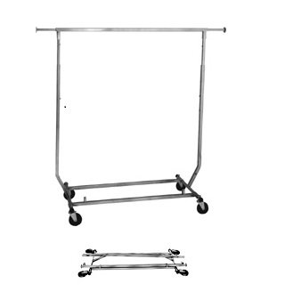 Collapsible/Folding Rolling Clothing/ Garment Rack Salesman's Rack - Thumbnail 3