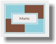 Paparte Note Cards (709 Blue and Brown Block Name)