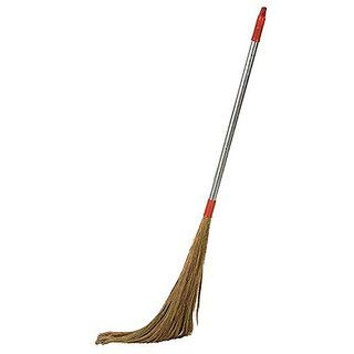 Savi Enterprises Steel Handle Soft Bristle Broom (Brown)