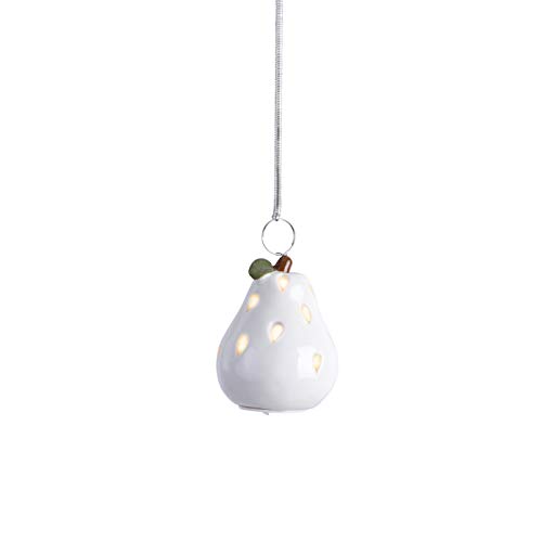 Anvehu Ornaments White Ceramic Pears Set Of 4 With Led Lights For
