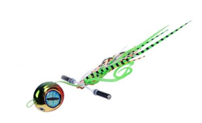 Freestyle Kabura Coin Sliding Jig Lure Squid Rattle (100 GRAM, LIME IRIDESCENT)
